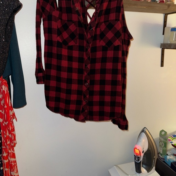 BKE Tops - BKE Red and Black Plaid Shirt